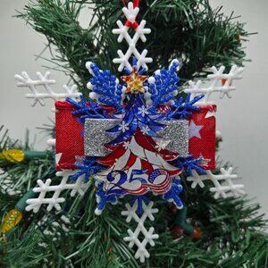 OOAK United States 250th Anniversary Ornament Snowflake USA Patriotic America